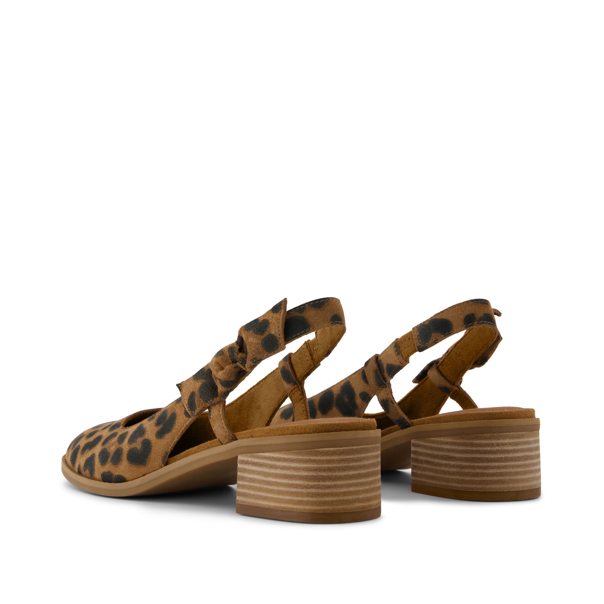 Jaclyn Slingback Bow Heel - Brown Sugar Leopard Suede Back View