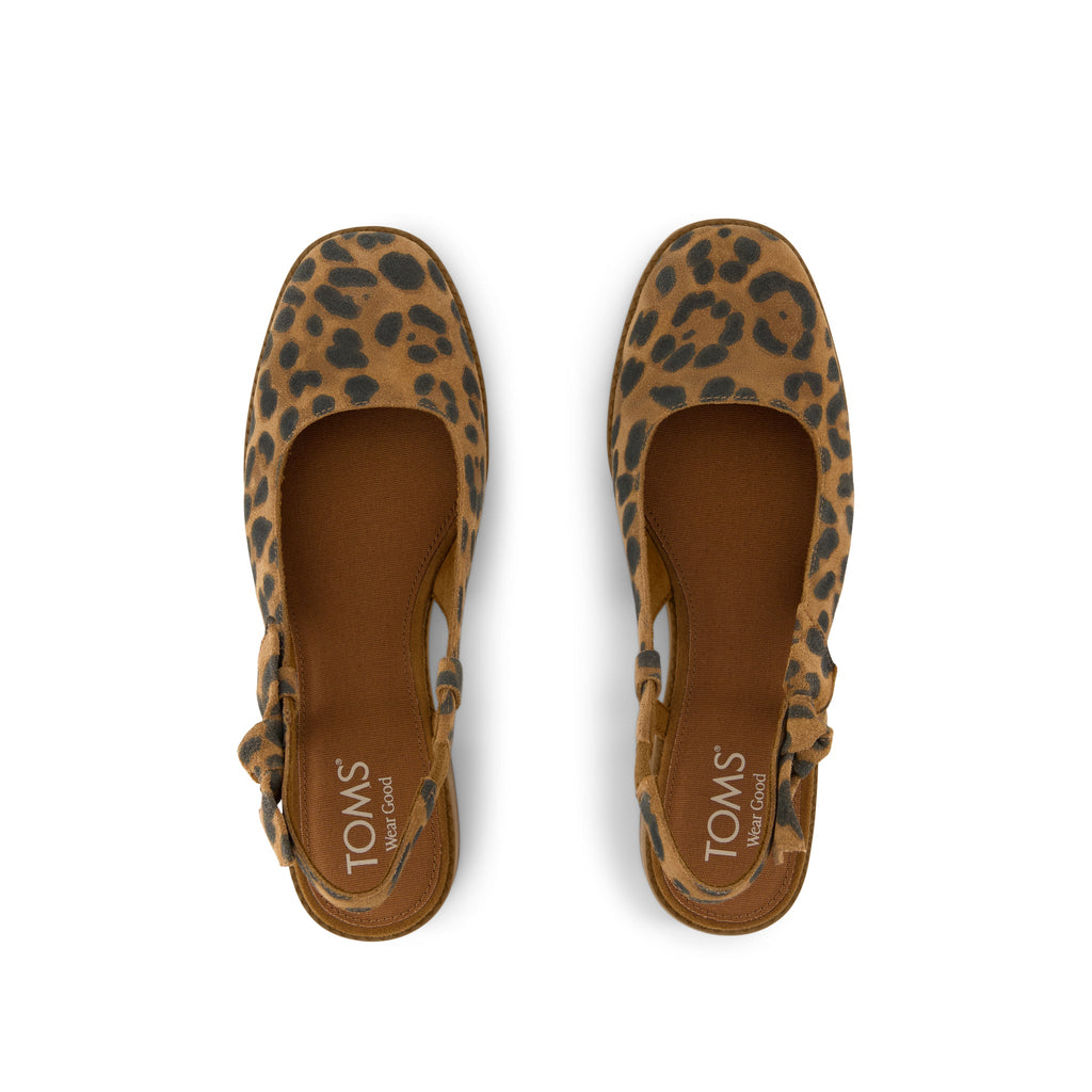 Jaclyn Slingback Bow Heel - Brown Sugar Leopard Suede Top View