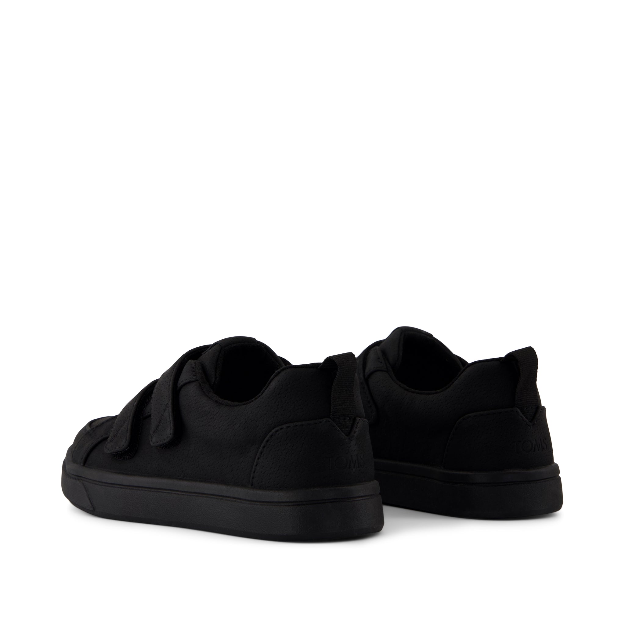 Cruz Double Strap Kids Sneaker - Black Microsuede Back View