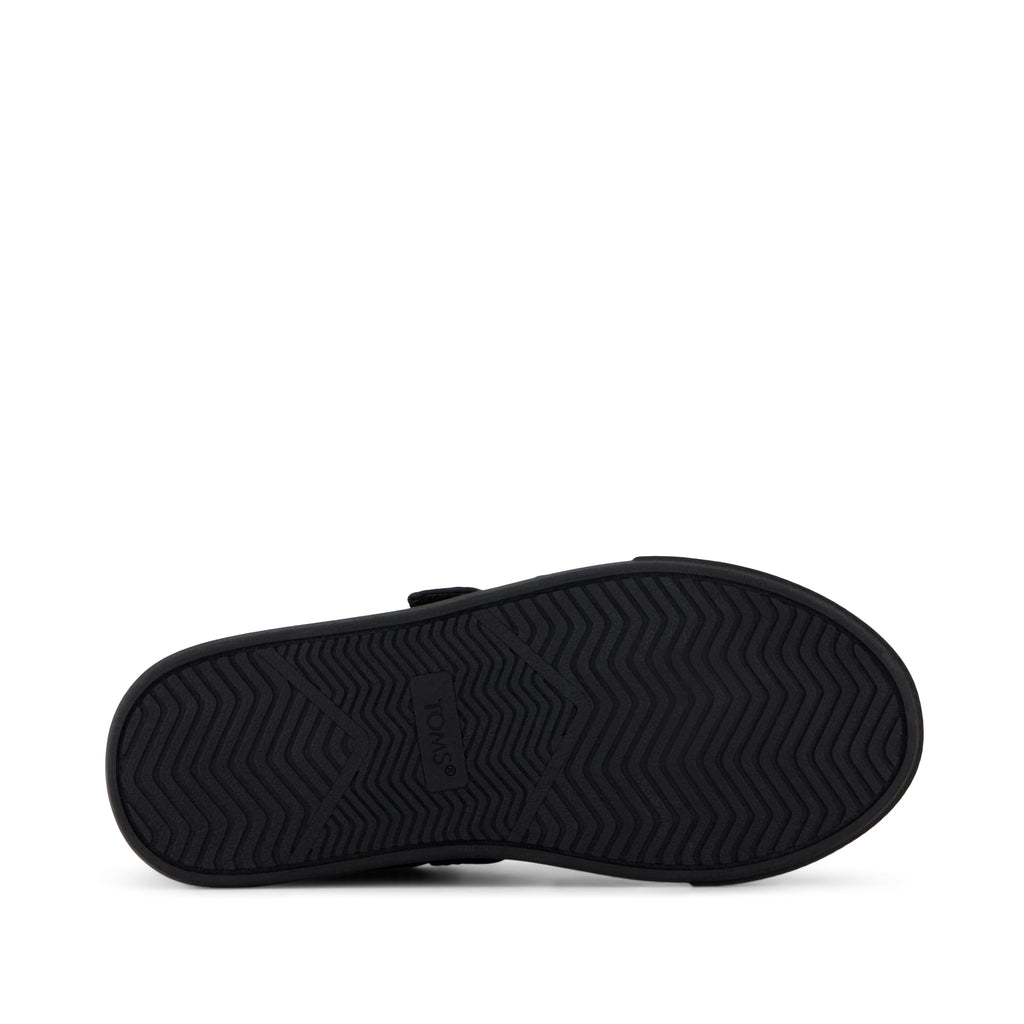 Cruz Double Strap Kids Sneaker - Black Microsuede Bottom Sole View