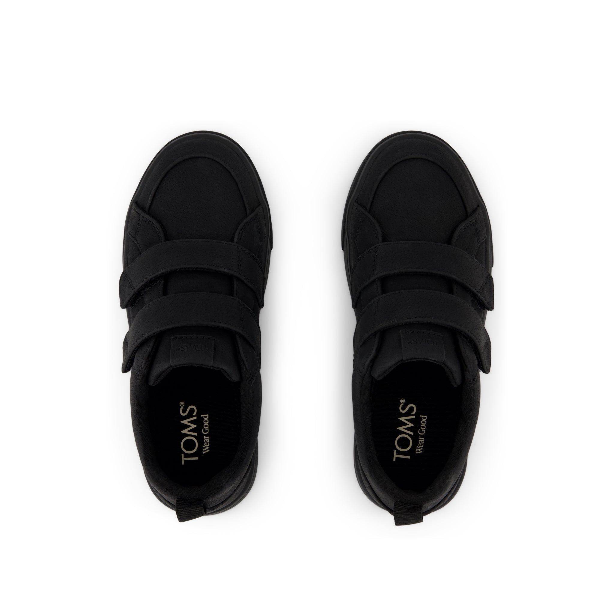 Cruz Double Strap Kids Sneaker - Black Microsuede Top View