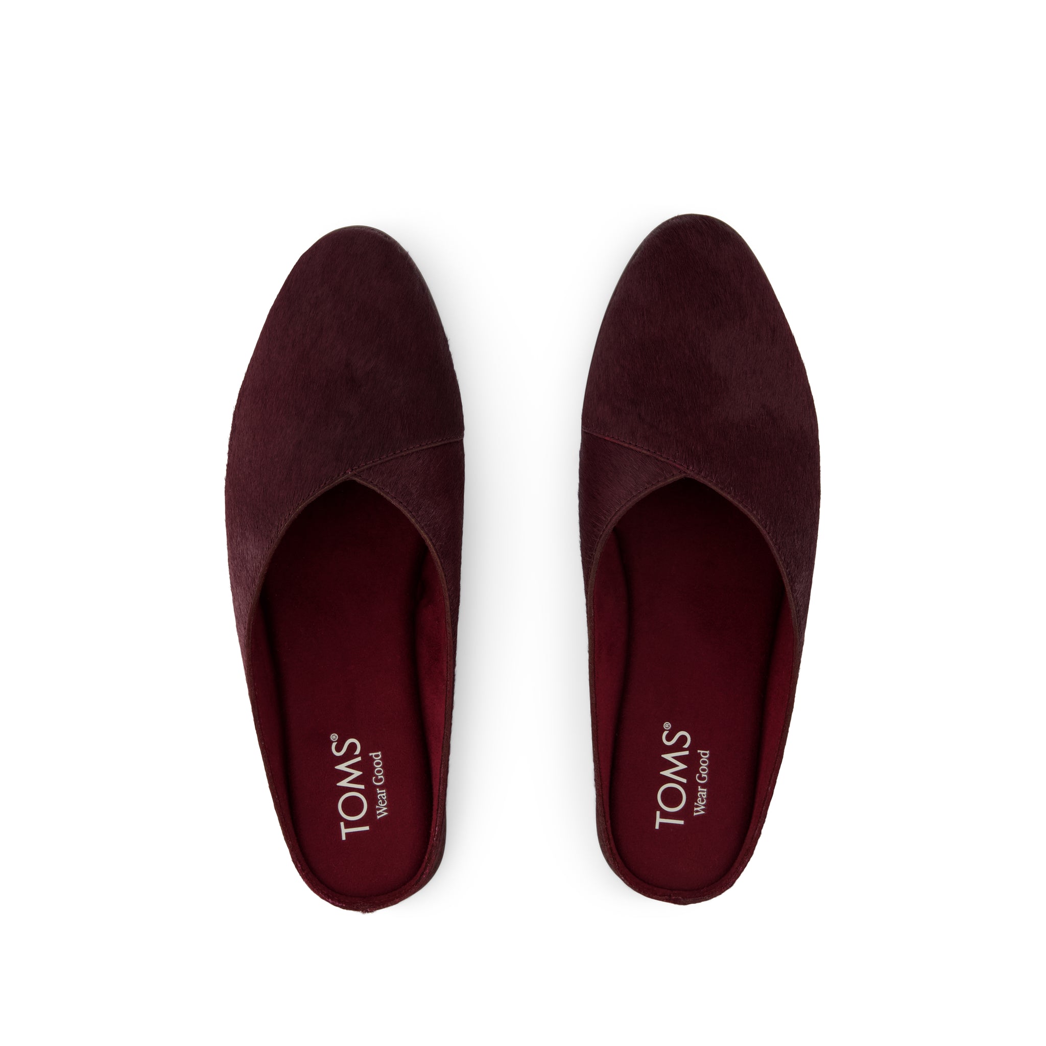Amelia Mule - Dark Burgundy Hair Leather Top View