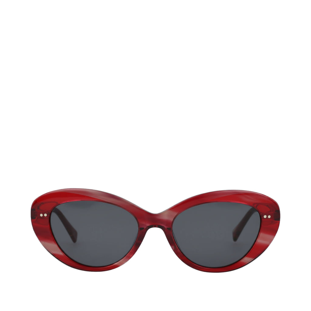 Luna Handcrafted Sunglasses - Striped Pomegranate-Grey Front View