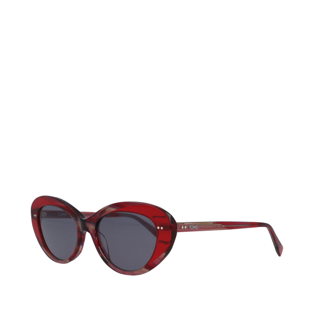 Luna Handcrafted Sunglasses - Striped Pomegranate-Grey Side Angle View