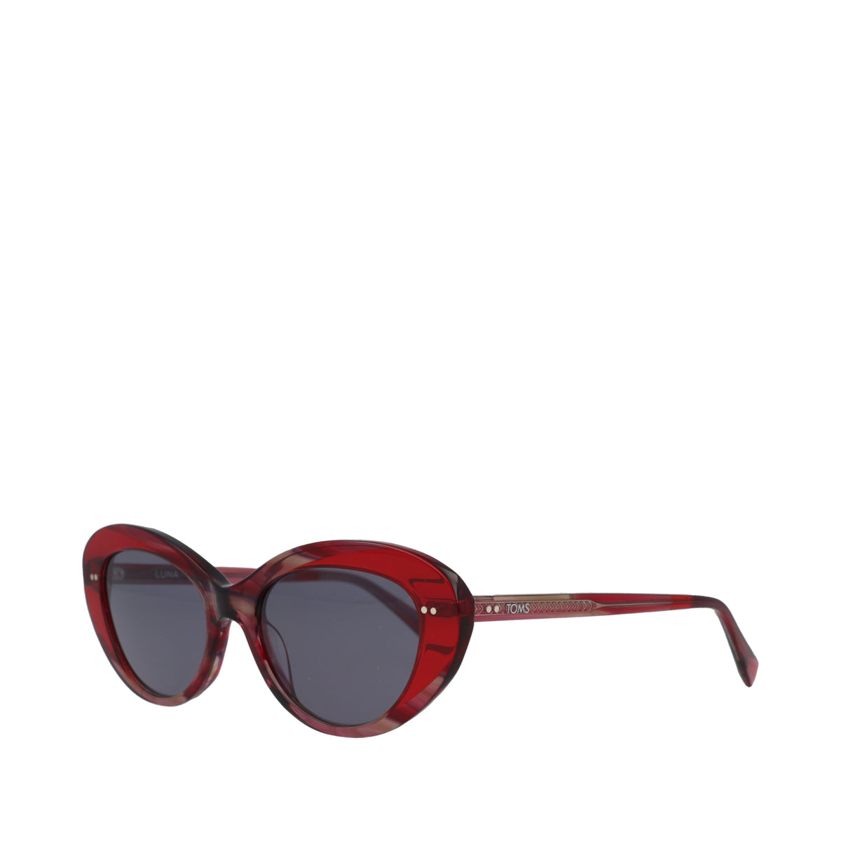 Luna Handcrafted Sunglasses - Striped Pomegranate-Grey Side Angle View
