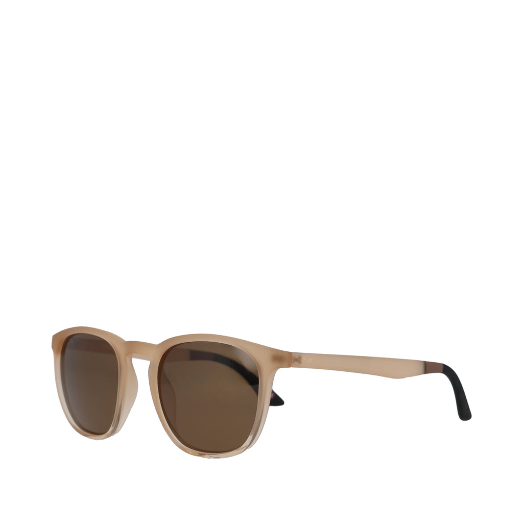 Silas Traveler Sunglasses - Shiny Oatmilk-Brown Side Angle View