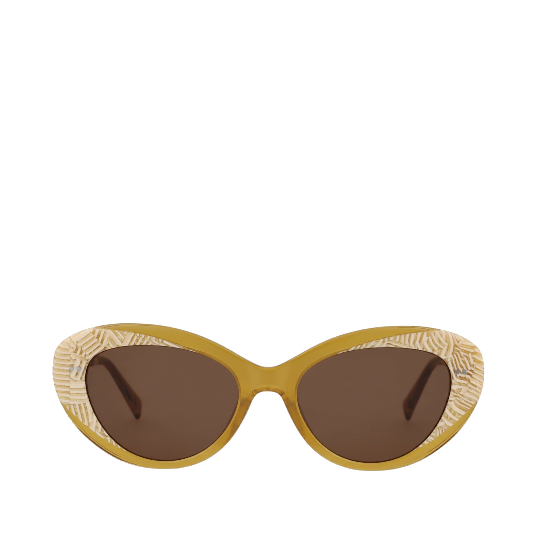 Luna Handcrafted Sunglasses - Striped Sunflower-Brown Front View