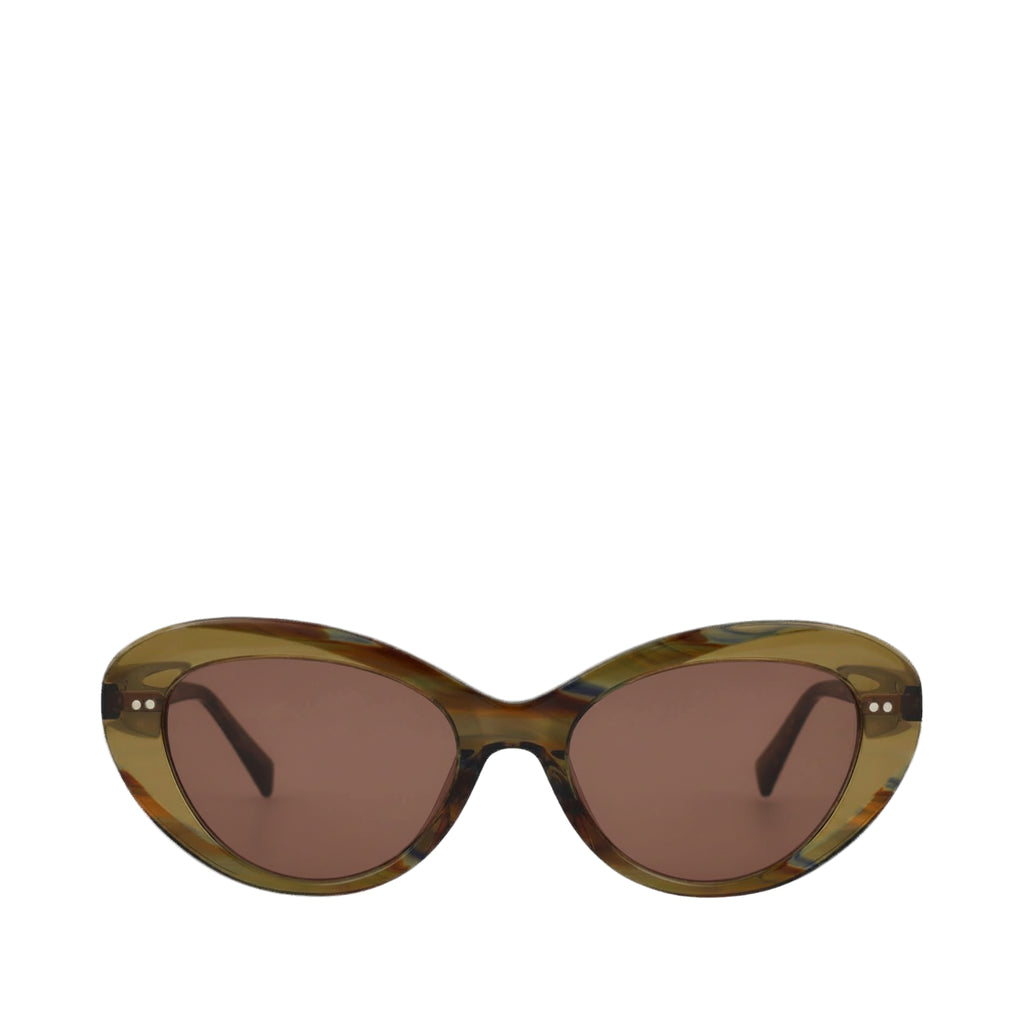 Luna Handcrafted Sunglasses - Striped Prairie-Brown Front View
