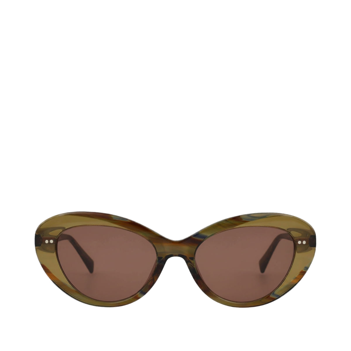Luna Handcrafted Sunglasses - Striped Prairie-Brown Front View