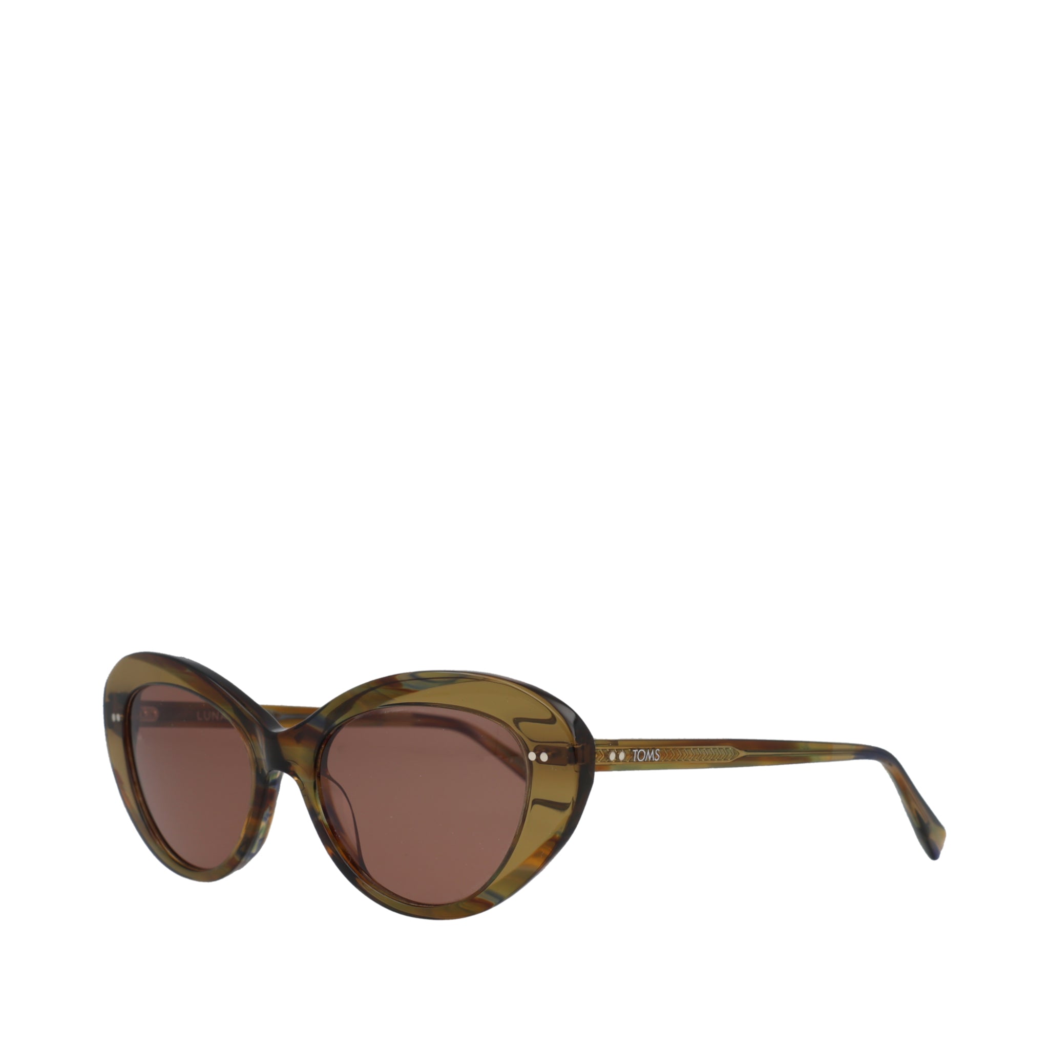 Luna Handcrafted Sunglasses - Striped Prairie-Brown Side Angle View
