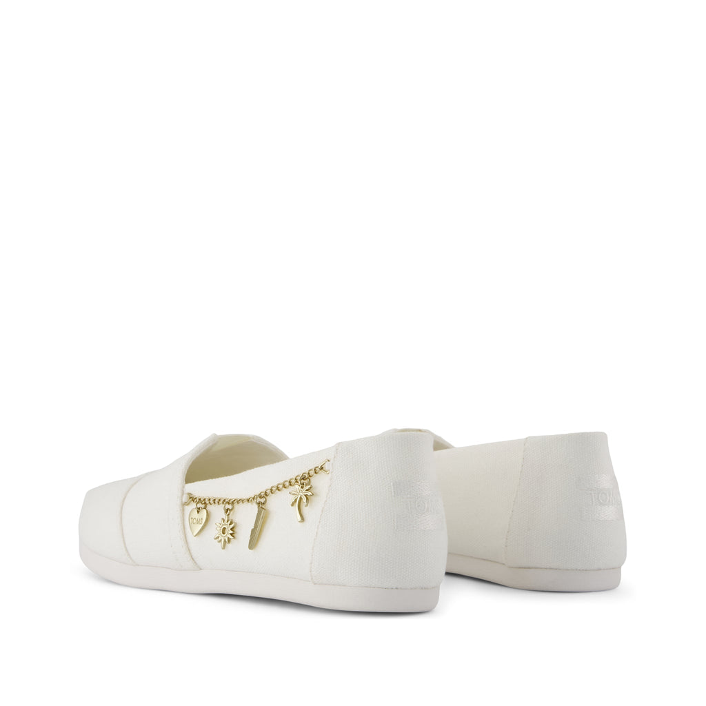 Alpargata Classic - White Recycled Cotton Canvas with Charms Back View