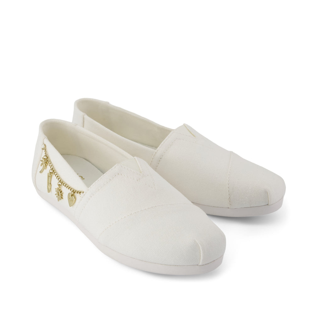 Alpargata Classic - White Recycled Cotton Canvas with Charms Front View
