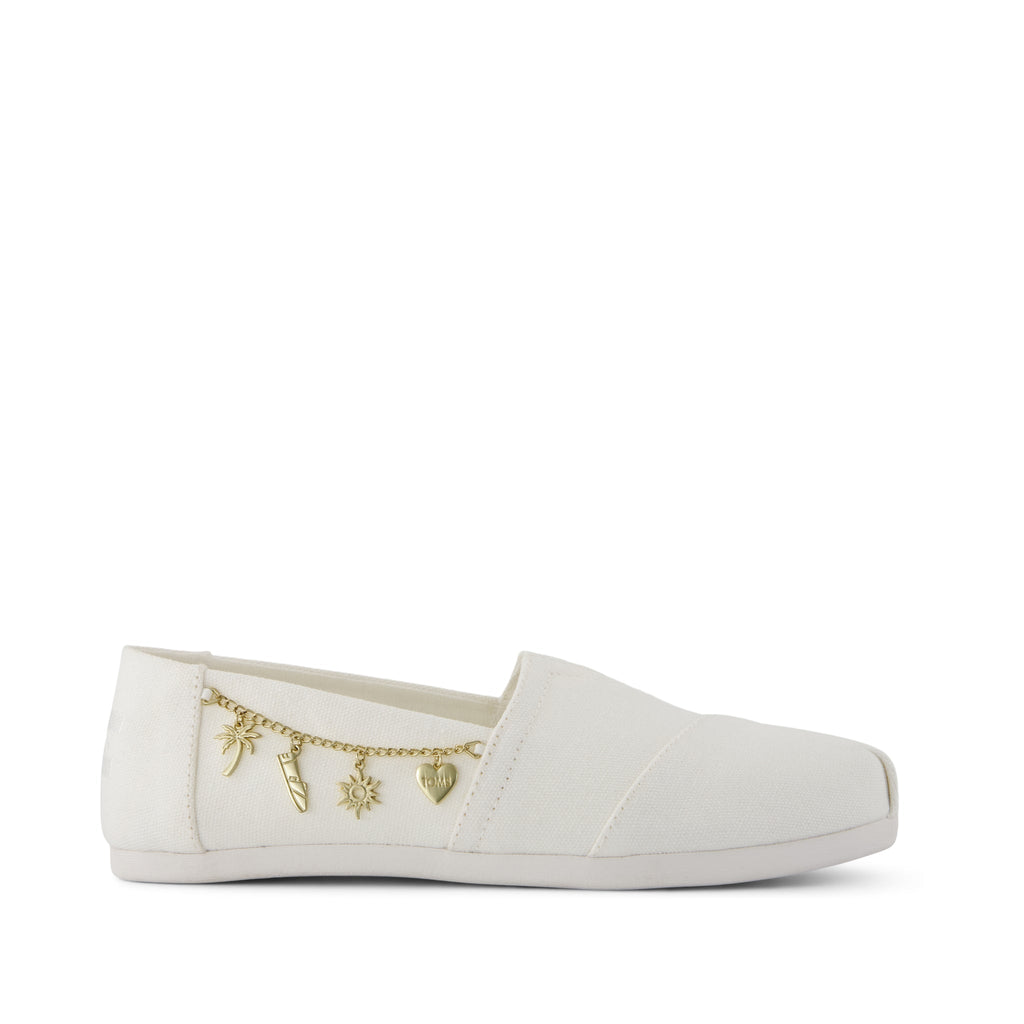Alpargata Classic - White Recycled Cotton Canvas with Charms Side View
