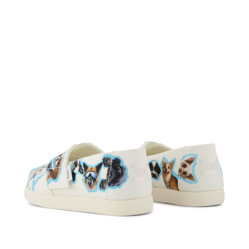 Alpargata Classic Toddler Shoe - Egret Recycled Canvas Dogs Print Back View
