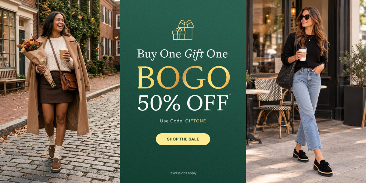 Buy One Gift One BOGO 50% OFF* Use Code: GIFTONE. SHOP THE SALE *exclusions apply.