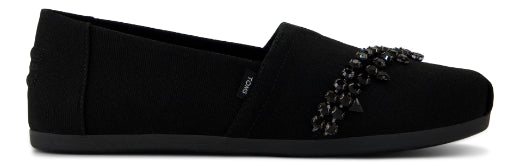 Women's TOMS x AREA Alpargata Ballet Flat Black Canvas w/ Crystal Trim