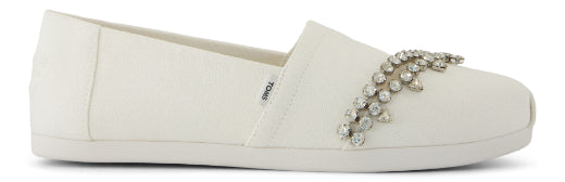 Women's TOMS x AREA Alpargata Ballet Flat White Canvas w/ Crystal Trim