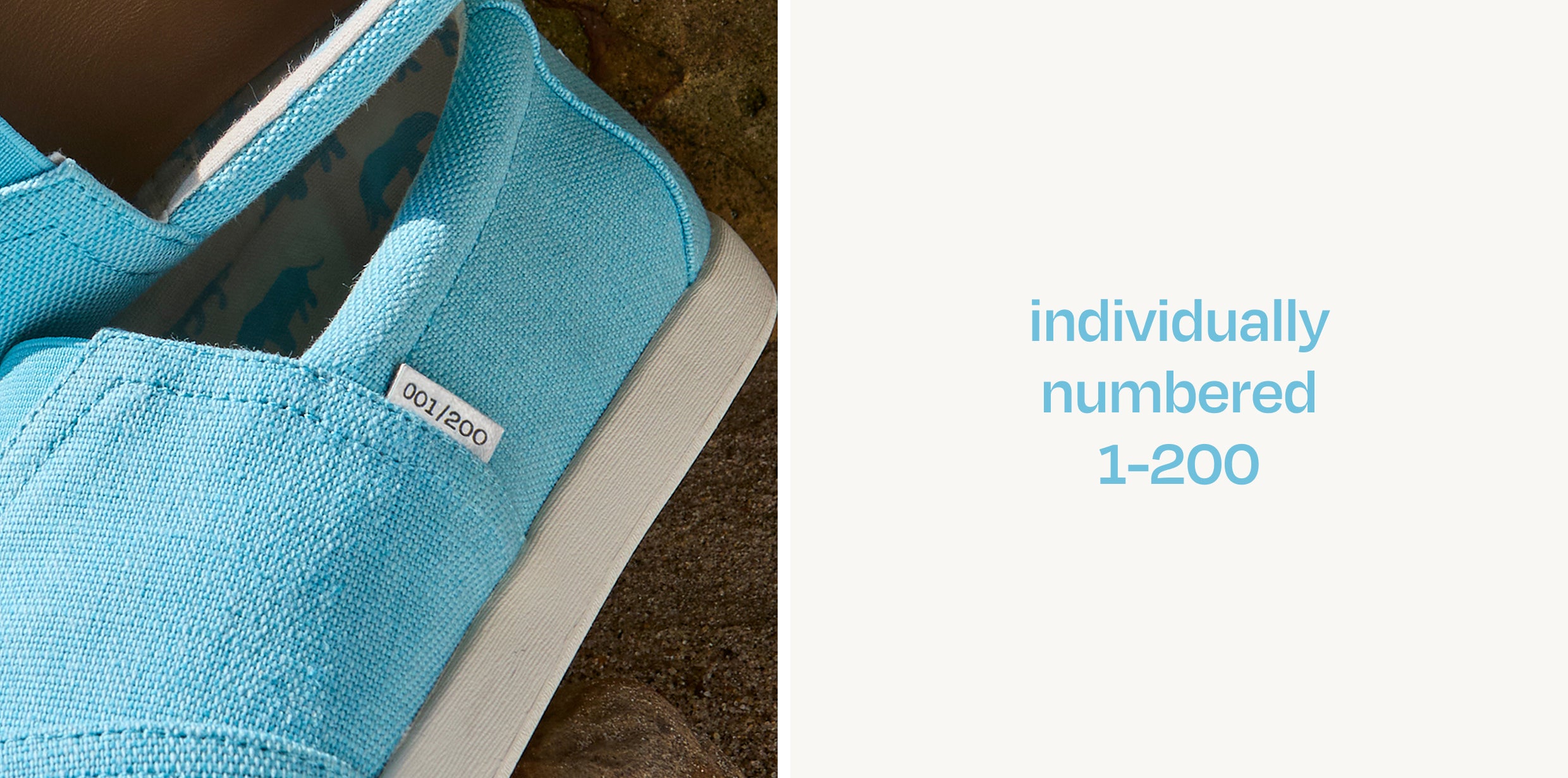 Closeup of 001/200 label: individually numbered 1-200.