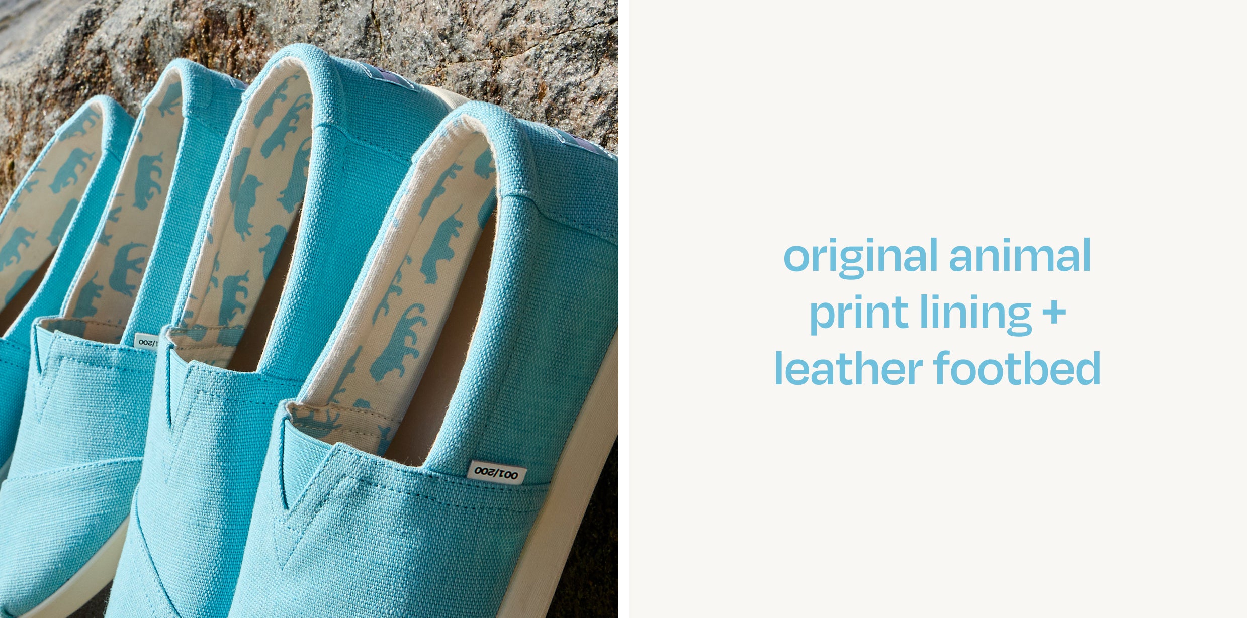 Closeup of shoe lining: original animal print lining + leather footbed.